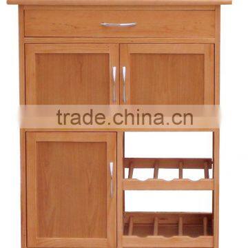 wooden kitchen trolley with cabinet drawer