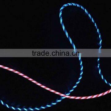 Fashional visible flowing current charging cable with LED