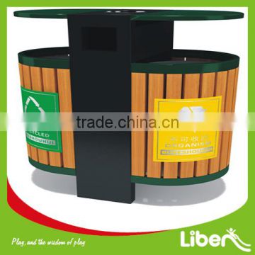 wooden dustbin with stainless steel foot pedal for park LE.LJ.017