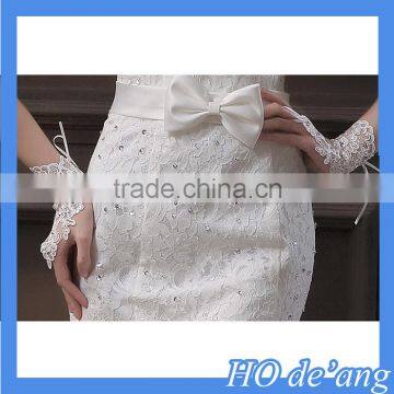 Hogift 2016 Handmade Long White Fingerless Lace Bridal Wedding Gloves