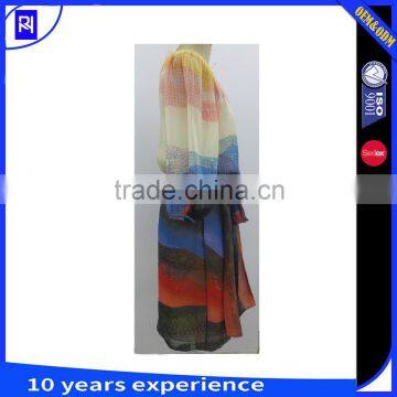 100% Silk Chiffon Digital Print Wrap Dress Self Fabric Tie Long Sleeve Knee Length Placement Cut Elegant Graceful Casualwear photo-3