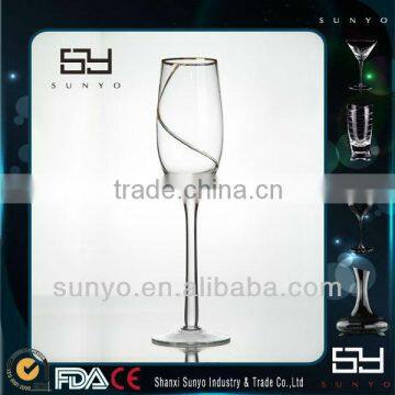 Gold Swirl Champagne Flute With Gold Rim