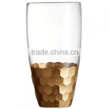 China manufacture Fitz and Floyd Daphne Gold honeycomb Hiball drinking glass