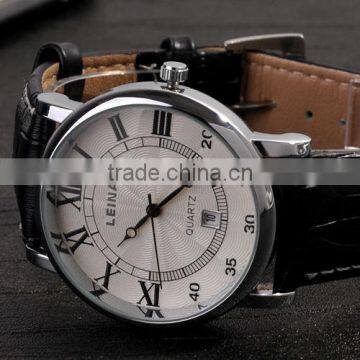 Newest Leather Strap Men Wrist Watch Gift KING SILIVER