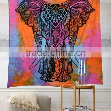 Elephant Printed Wholesale Indian Tapestry Wall Hanging Hippie Tapestries Boho Cotton Bedspread Queen Picnic Throw Blaket