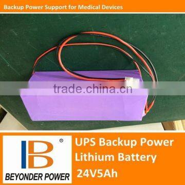 Hangzhou factory price portable lifepo4 battery 24V5Ah for UPS power supply, medical devices