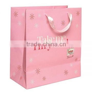 2013 Hot Selling Pink Colored Art Paper Bag Printing Paper Carrier Bag and Cheap Small Paper Gift Bags with Handles