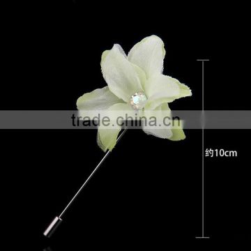 Mesh Trim Flower Pins,Artificial Flower Pin With Rhinestone Center