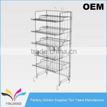 Supermarket Supply Metal Multi-Tier Packaged Goods Floor Storage Display