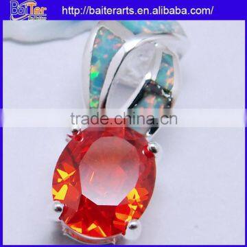 Many Designs !!! Wholesale Oval Cut Created Fire Opal Spessartite Garnet Copper Pendant Necklace Pendant