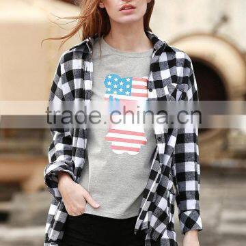 Hot Selling Fashion Women Long Sleeve Custom Plaid Shirt Wholesale Plaid Shirts Women
