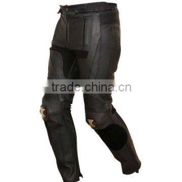 Mens Black Vented Leather Motorbike Racing Pant