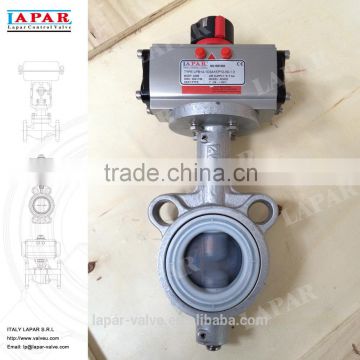 LAPAR High Performance Pneumatic FEP(F46) Lined Wafer Butterfly Valve