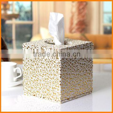 Creative reel spool square tissue box pumping tray pu leather napkin box wholesale custom hand Paper