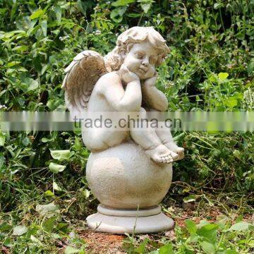 Classical fiberglass angel garden statue for outdoor decoration