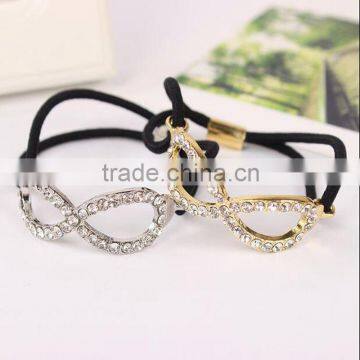Korean Fashion Hair Accessories 8 Knot Word Full Crystal Gold & Silver Elastic Ponytail Holder Hair Ring Hair Clip Accessories