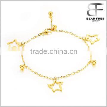 Stainless Steel Yellow Gold Ankle Bracelets Anklets Foot Chain For Teen Girl Hollow Stars Luxury Jewelry