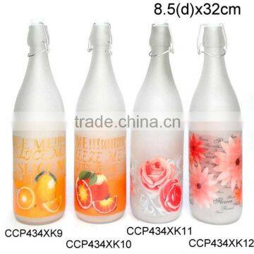 CCP434XK9 frosted glass milk bottle printed with decal