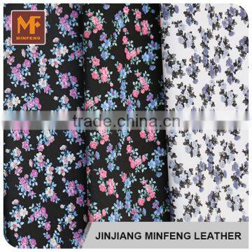 Fabric for lady shoes wholesale woven flower pattern pu shoes face leather