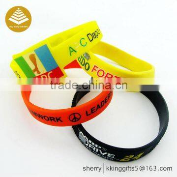 Custom factory logo print silicone rubber snap custom printed leather diy bracelet