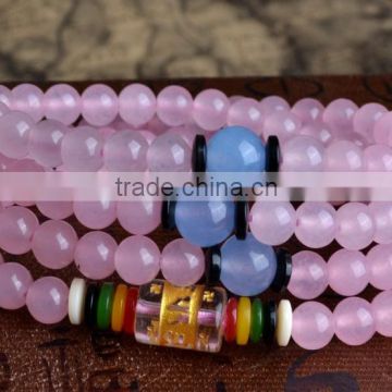 Rose color crystal 108 beads bracelets, buddha bracelets