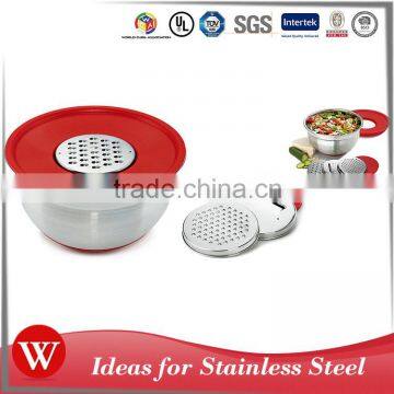 3pcs Grater Discs Set stainless steel serving bowl with lid