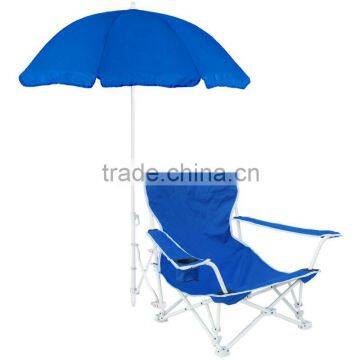 Deep Blue Folding Beach Chair with Umbrella