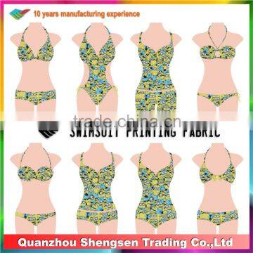 Yellow Figure Printed Beachwear Fabric for Kids photo-4