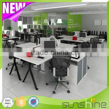 Office Staff Working Table 4 Seating Good Wire Management Metal Table Leg With Modblie Pedestal and CPU Holder photo-6
