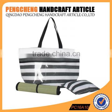 Navy color stripe paper straw beach bag