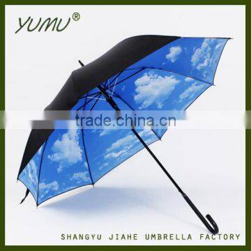 23" Blue Sky and White Cloud Umbrella, Sky Design Long Umbrella