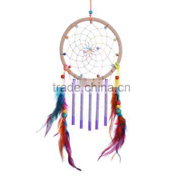 Organic Hand Makeing 6 Color Dreamcatcher with Vine CircleDiameter 6.4" and 2 feathered & 5 windbells Tail