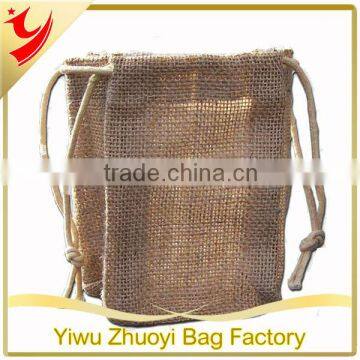 Eco-friendly wholesale hemp burlap jute gift bag with drawstring