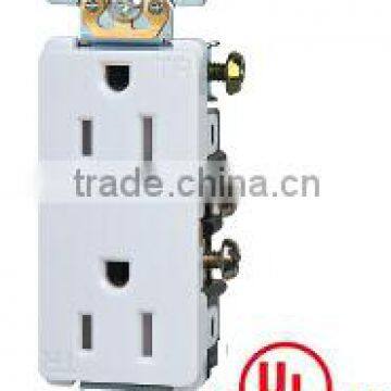Decorator duplex receptacle with tamper resistant and self-ground 125V