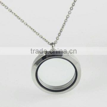 stainless steel floating charms round locket with clear glass