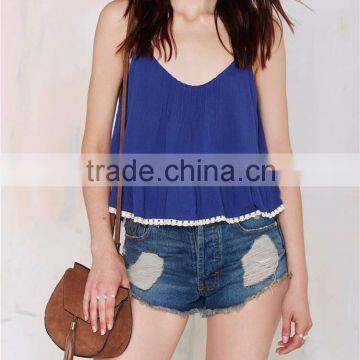 Hot girl fashion double layer spaghetti strap short cami tops one piece camisole SYA15387