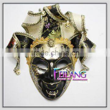 Full Face Jester Venetian with Bells Mardis Gras Costume Masquerade Mask