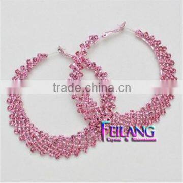 Hotsales Rhinestone Fashion Red Round Earrings Hoop Earrings