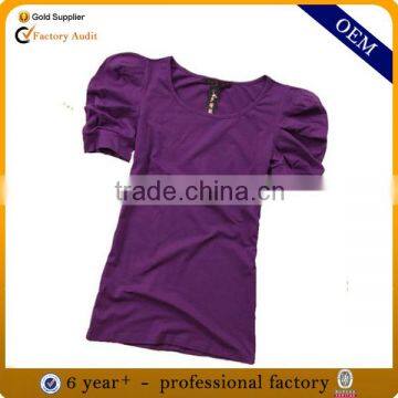 Design 2014 latest puff sleeve t shirt for girls blank