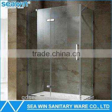 hot sales stainless steel hardware free standing frameless shower enclosure for bathroom