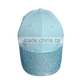 kids 6 panel baseball cap with shiny visor