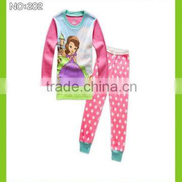 Children's pajamas made of pure cotton funny cartoon pajamas 2015 princess image pajamas set