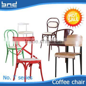 Hot sale iron steel outdoor garden or restaurant metal dining coffee chair T series