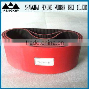 Customer Designed Red Rubber Coated Timing Belts (Section T5)