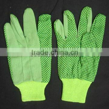 Lady's garden glove with pvc dots on palm and thumb