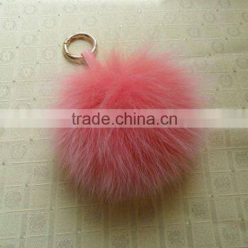 Lovely Wholesale Real Fluffy Fox fur pom pom Ball Key Chain by Factory Direct Sale