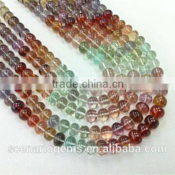 #OMZ779 Natural Multi-Color Plain Roundel Gemstone beads Tourmaline Necklace