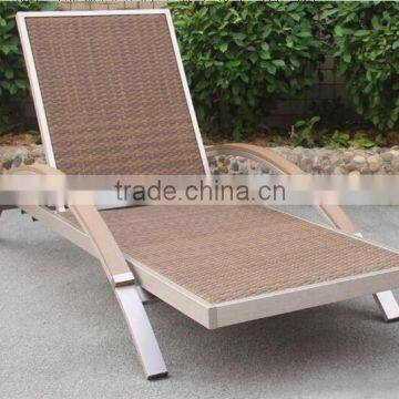 Patio wicker chaise lounge/ aluminum rattan sun lounger outdoor