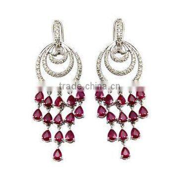 Ruby chandelier earrings in white gold, chandelier earrings