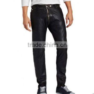 Black Genuine Leather Sweat Running Pants